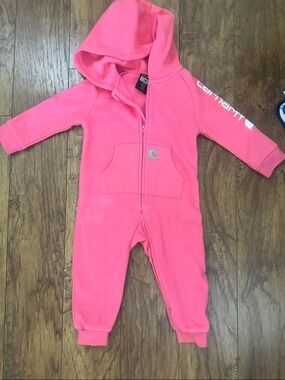Carhartt Pink Hooded Fleece One-Piece 12 MONTHS